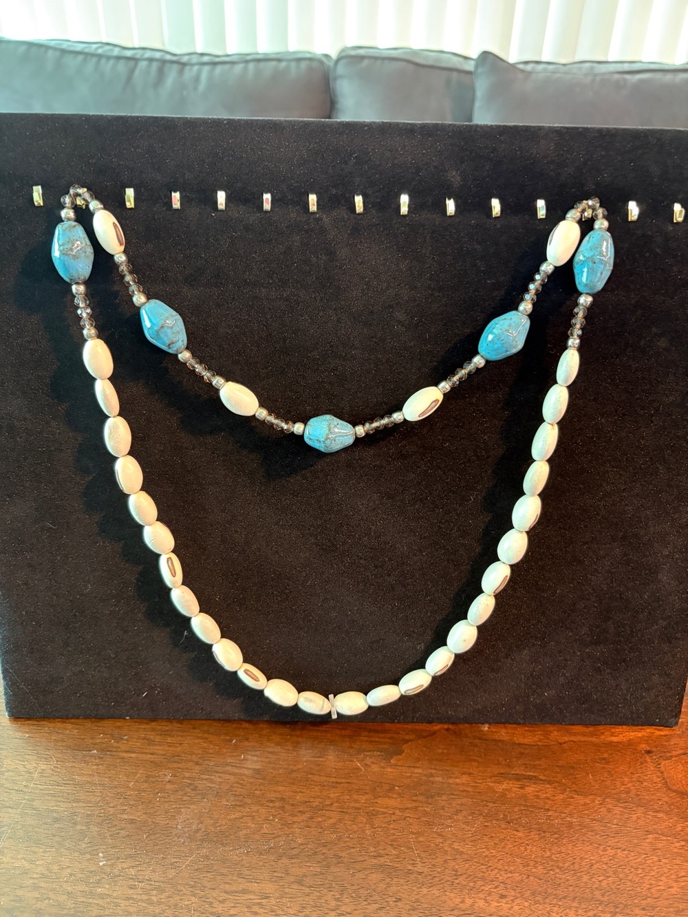 Handcrafted Turquoise & White Beaded Necklace